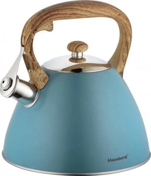 Fluitketel Inductie Gas Waterkoker 3.0 L ‘’ Adriatico ‘’ RVS Chroom Turquoise -Kookwaren Verkoop