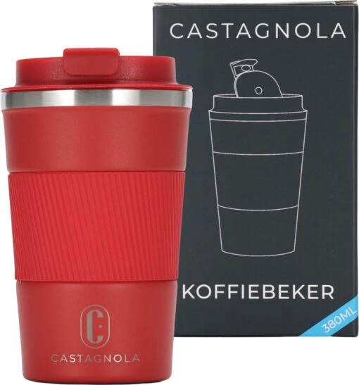 Castagnola Design RVS Koffiebeker To Go - Rood - 380ml - Thermosbeker - Theebeker -Kookwaren Verkoop 1119x1200 1