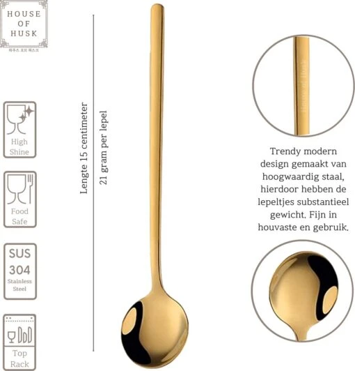 House Of Husk® Theelepels Set - Theelepeltjes - Koffielepels - Koffielepeltjes - RVS - 15cm - 6 Stuks - Goud -Kookwaren Verkoop 1150x1200 2