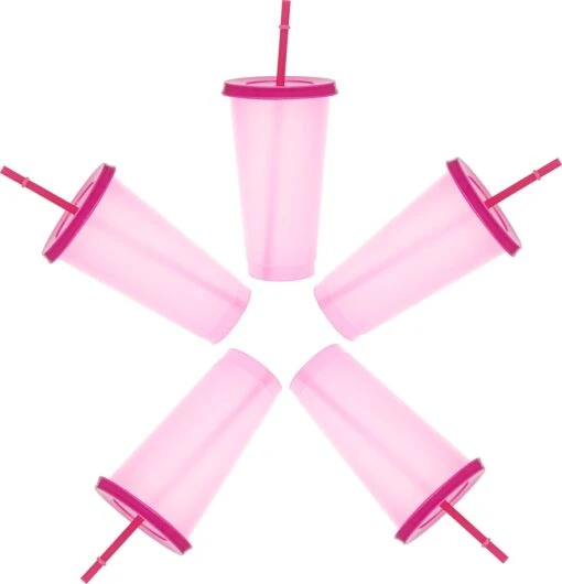 Herbruikbare Bekers Met Rietje En Deksel Van Plastic – Starbucks Design – Drinkbekers Met Rietje – Kleur Veranderende Beker – 5 Pack -Kookwaren Verkoop 1155x1200 3