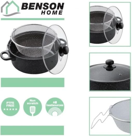 Benson Frituurpan Met Korf - Ø 26 Cm - Carbonstaal Met Marmer Coating -Kookwaren Verkoop 1162x1200 1