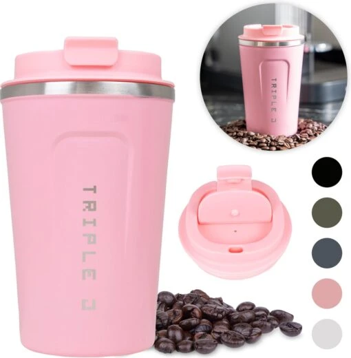 Triple J® Koffiebeker To Go - Thermosbeker - BPA & Lekvrij - 380ml - Roze -Kookwaren Verkoop 1176x1200 5