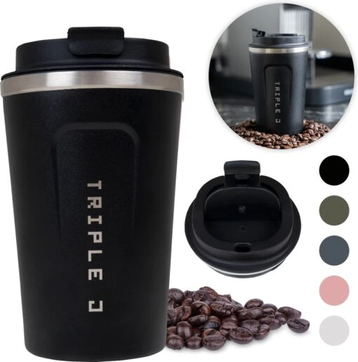 Triple J® Koffiebeker To Go - Thermosbeker - BPA & Lekvrij - 380ml - Zwart -Kookwaren Verkoop 1188x1200 7