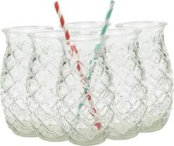 Merkloos Beker - Glas Ananas - 6 Stuks - Zomer - Cocktail -400ml -Kookwaren Verkoop 1200x1009 1