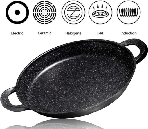 CUILINA Paella Pan 40 Cm– Duitse GREBLON Antiaanbaklaag Marmer Coating - Voor Inductie En Alle Warmtebronnen - Met Afneembare Siliconen Handvatten. -Kookwaren Verkoop 1200x1048 1