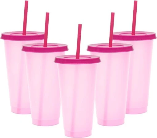 Herbruikbare Bekers Met Rietje En Deksel Van Plastic – Starbucks Design – Drinkbekers Met Rietje – Kleur Veranderende Beker – 5 Pack -Kookwaren Verkoop 1200x1056 3