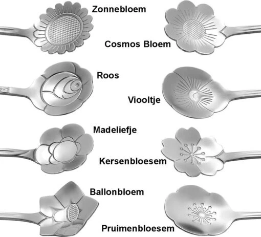 Fako Bijoux® - Bloemen Lepels Set - Theelepel / Koffielepel - 12cm - Zilver - 8 Stuks -Kookwaren Verkoop 1200x1090 1