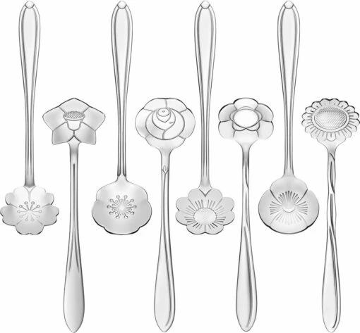 Fako Bijoux® - Bloemen Lepels Set - Theelepel / Koffielepel - 12cm - Zilver - 8 Stuks -Kookwaren Verkoop 1200x1113 10