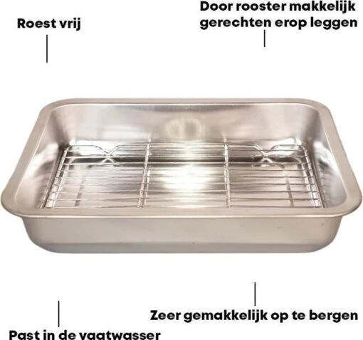 YUGN COMBI Set Braadslede Ovenschaal Combi Braadslee Oven Set - 2x Braadslede Met Rooster Voor Ovengerechten - 36x27x7CM En 40x30x7CM En Inclusief Bakkwast - Cadeau- Cadeautip -Kookwaren Verkoop 1200x1124 3