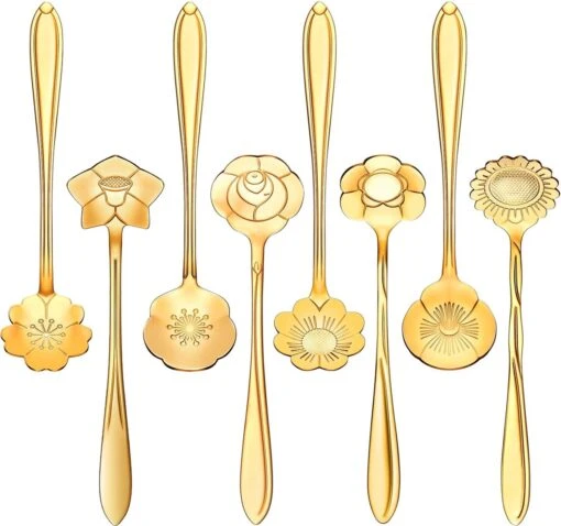 Fako Bijoux® - Bloemen Lepels Set - Theelepel / Koffielepel - 12cm - Goud - 8 Stuks -Kookwaren Verkoop 1200x1125 4