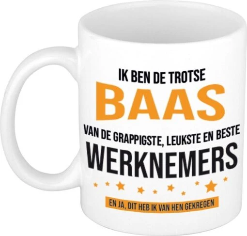 Ik Ben De Trotse Baas Van De Grappigste, Leukste En Beste Werknemers Koffiemok / Theebeker - Wit - 300 Ml -Kookwaren Verkoop 1200x1145 9