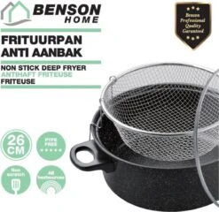 Benson Frituurpan Met Korf - Ø 26 Cm - Carbonstaal Met Marmer Coating -Kookwaren Verkoop 1200x1168 3