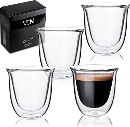 Dubbelwandige ESPRESSO Glazen Van Borosilicaat - Warme En Koude Dranken Kopjes - 70 ML - Set Van 4 -Kookwaren Verkoop 1200x1172 6