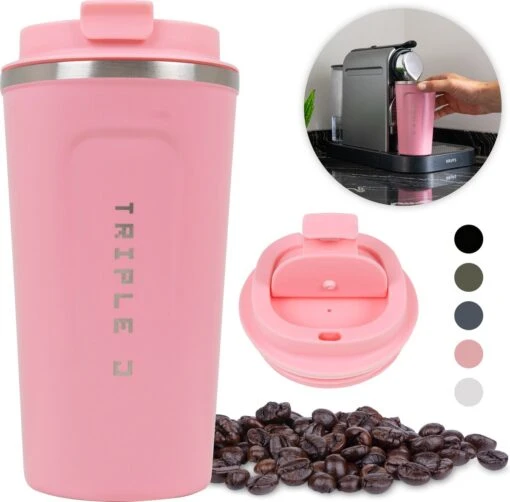 Triple J® Koffiebeker To Go - Thermosbeker - BPA & Lekvrij - 510ml - Roze -Kookwaren Verkoop 1200x1181 6