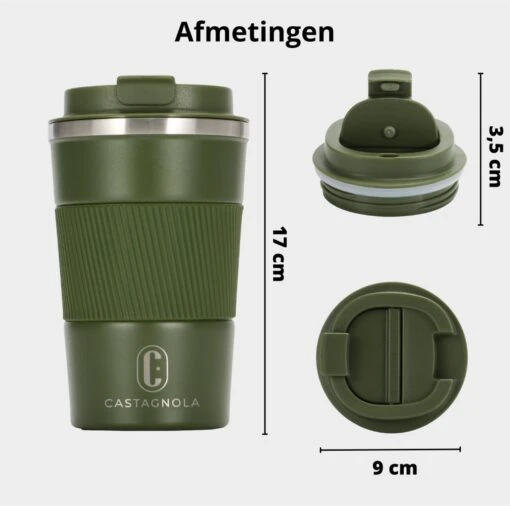 Castagnola Design RVS Koffiebeker To Go - Groen - 380ml - Thermosbeker - Theebeker -Kookwaren Verkoop 1200x1191 16