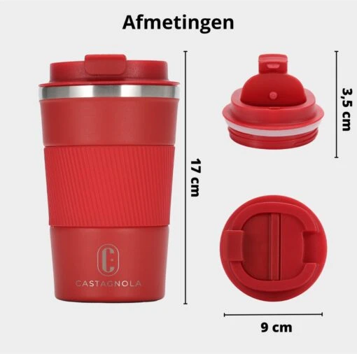 Castagnola Design RVS Koffiebeker To Go - Rood - 380ml - Thermosbeker - Theebeker -Kookwaren Verkoop 1200x1191 18