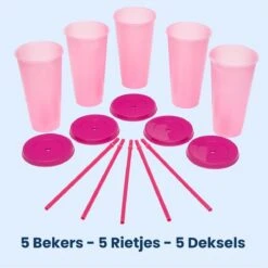 Herbruikbare Bekers Met Rietje En Deksel Van Plastic – Starbucks Design – Drinkbekers Met Rietje – Kleur Veranderende Beker – 5 Pack -Kookwaren Verkoop 1200x1198 58