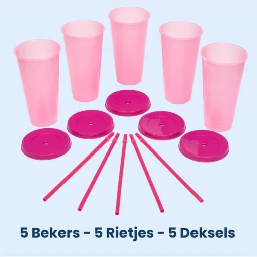 Herbruikbare Bekers Met Rietje En Deksel Van Plastic – Starbucks Design – Drinkbekers Met Rietje – Kleur Veranderende Beker – 5 Pack -Kookwaren Verkoop 1200x1198 58