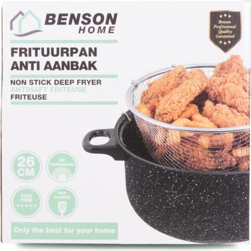 Benson Frituurpan Met Korf - Ø 26 Cm - Carbonstaal Met Marmer Coating -Kookwaren Verkoop 1200x1199 8