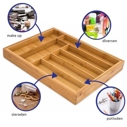 ACAZA Uitschuifbare Bestekbak In Bamboe Hout, Besteklade Met 7 Tot 9 Vakken, Ladeverdeler, Opbergbak, Bestekcassette, Verstelbaar -Kookwaren Verkoop 1200x1200 1054