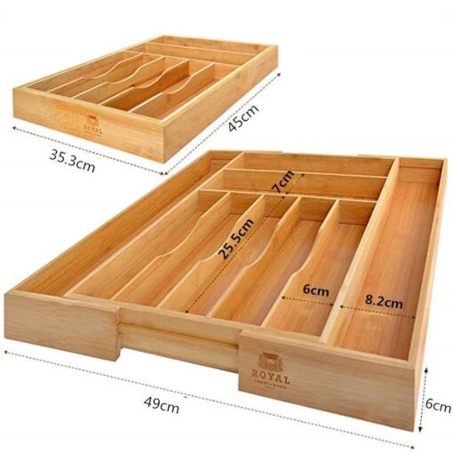 Merkloos Decopatent® Uitschuifbaar Bestekbak - Besteklade - 7 Vaks -> Uitschuifbaar Naar 9 Vakken - Bestekbakken Organizer - Bamboe - Hout -Kookwaren Verkoop 1200x1200 1209