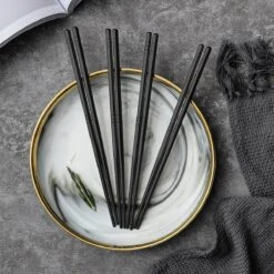 Alheco 6 Paar Koreaanse Chopsticks - Eetstokjes - Metaal / RVS - Zwart -Kookwaren Verkoop 1200x1200 1379