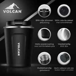 Volcan RVS Koffiebeker To Go - Thermosbeker - Theebeker - Coffee - Zwart -Kookwaren Verkoop 1200x1200 1787