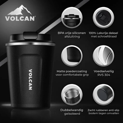 Volcan RVS Koffiebeker To Go - Thermosbeker - Theebeker - Coffee - Zwart -Kookwaren Verkoop 1200x1200 1787