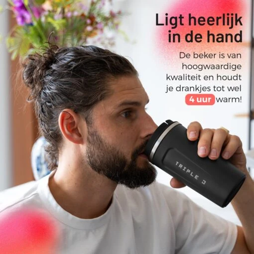 Triple J® Koffiebeker To Go - Thermosbeker - BPA & Lekvrij - 510ml - Zwart -Kookwaren Verkoop 1200x1200 1798