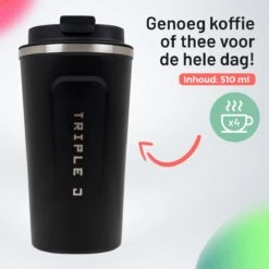 Triple J® Koffiebeker To Go - Thermosbeker - BPA & Lekvrij - 510ml - Zwart -Kookwaren Verkoop 1200x1200 1801