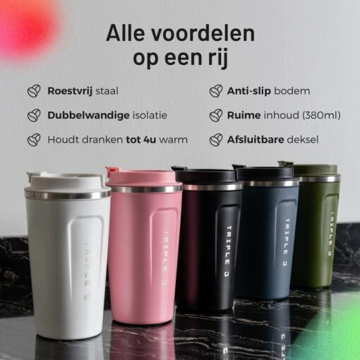 Triple J® Koffiebeker To Go - Thermosbeker - BPA & Lekvrij - 510ml - Zwart -Kookwaren Verkoop 1200x1200 1802