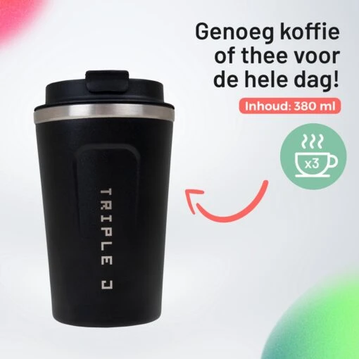 Triple J® Koffiebeker To Go - Thermosbeker - BPA & Lekvrij - 380ml - Zwart -Kookwaren Verkoop 1200x1200 1836