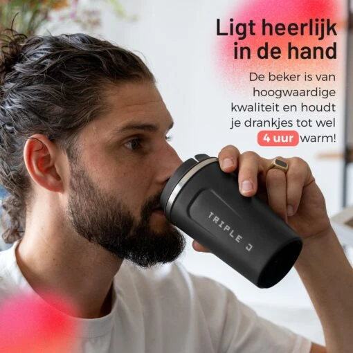 Triple J® Koffiebeker To Go - Thermosbeker - BPA & Lekvrij - 380ml - Zwart -Kookwaren Verkoop 1200x1200 1838