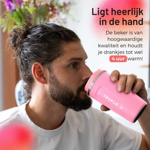 Triple J® Koffiebeker To Go - Thermosbeker - BPA & Lekvrij - 510ml - Roze -Kookwaren Verkoop 1200x1200 1853