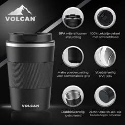 Volcan RVS Koffiebeker To Go Met Sleeve - Thermosbeker - Theebeker - Coffee - Zwart -Kookwaren Verkoop 1200x1200 1906