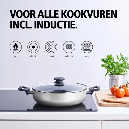 BRABANTIA INDU+ Hapjespan - Keramische Antiaanbaklaag - Met Deksel - Ø 28 Cm - Inductie - Pfas Vrij -Kookwaren Verkoop 1200x1200 538