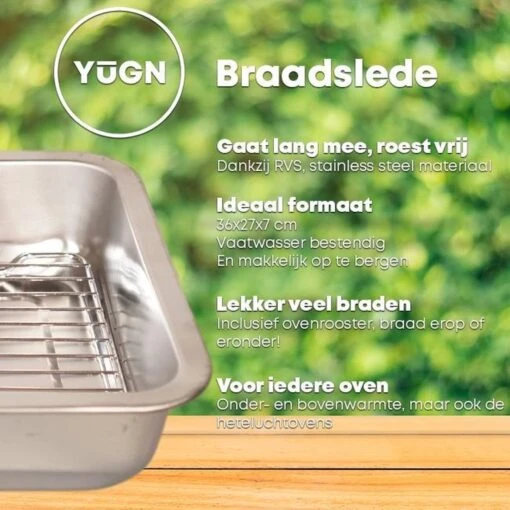 YUGN Braadslede Ovenschaal Braadslee Oven - Braadslede Met Rooster Voor Ovengerechten - Roestvrijstaal En 36x27x7CM - Cadeau Tip -Kookwaren Verkoop 1200x1200 970