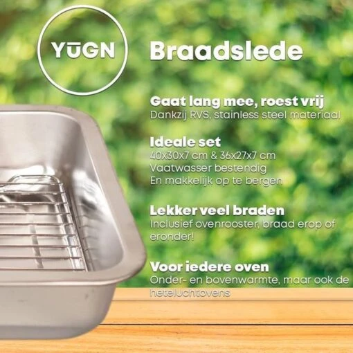 YUGN COMBI Set Braadslede Ovenschaal Combi Braadslee Oven Set - 2x Braadslede Met Rooster Voor Ovengerechten - 36x27x7CM En 40x30x7CM En Inclusief Bakkwast - Cadeau- Cadeautip -Kookwaren Verkoop 1200x1200 975