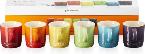 Le Creuset Espresso Kopjes Rainbow 100 Ml - 6 Stuks -Kookwaren Verkoop 1200x449 1