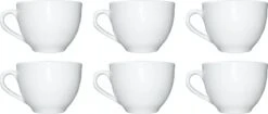 Merkloos Koffie Kopjes – Koffiekopjes – Koffiemokken – Cappuccino – Set Van 6 – Porselein – 250 Ml – Wit -Kookwaren Verkoop 1200x511