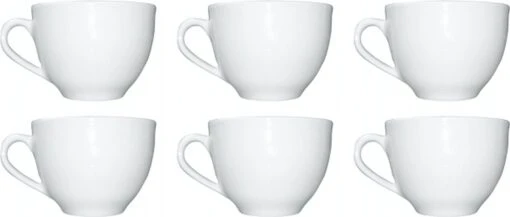 Merkloos Koffie Kopjes – Koffiekopjes – Koffiemokken – Cappuccino – Set Van 6 – Porselein – 250 Ml – Wit -Kookwaren Verkoop