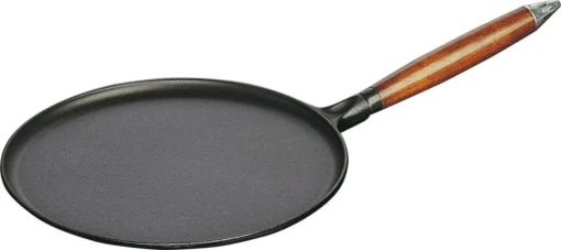 Staub Flensjespan - Houten Steel - 28 Cm - Zwart -Kookwaren Verkoop