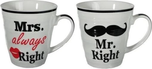 Mr Right En Mrs Always Right Beker Set Voor Hem En Haar - Cadeau Set/gift Set - Huwelijk/Bruiloft/Valentijnsdag -Kookwaren Verkoop 1200x549 1