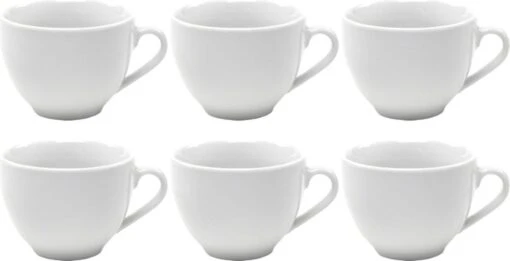 Merkloos Koffie Kopjes – Koffiekopjes – Koffiemokken – Cappuccino – Set Van 6 – Porselein – 250 Ml – Wit -Kookwaren Verkoop 1200x613 1