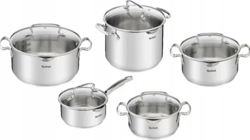 Tefal Duetto+ Pannenset -10 Delig- 5 Pannen - Kookpannenset - Zilver - Afdruipdeksels -Kookwaren Verkoop