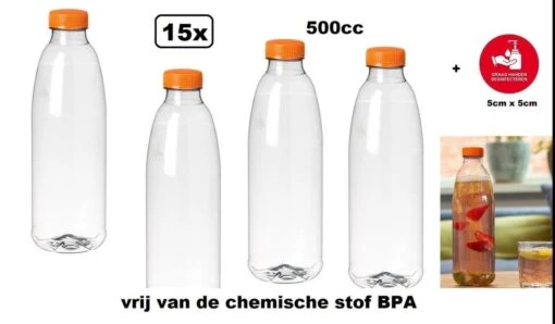 15x Flesje PET Helder 500cc Met Oranje Dop - Drinken Jus Sinas Cola Sappen Dranken -Kookwaren Verkoop 1200x700 5