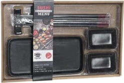 7-delige Sushi Serveer Set Aardewerk Voor 2 Personen Zwart - Sushi Servies -Kookwaren Verkoop 1200x805 5