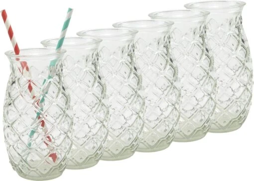 Merkloos Beker - Glas Ananas - 6 Stuks - Zomer - Cocktail -400ml -Kookwaren Verkoop 1200x857 4