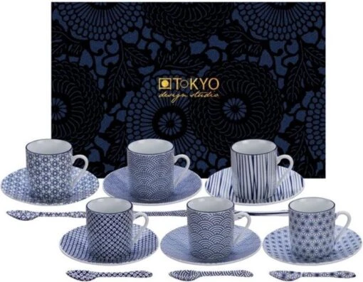 Tokyo Design Studio Nippon Blue Espresso Serviesset - 6 Personen - 18 Stuks - Porselein -Kookwaren Verkoop 1200x934 8