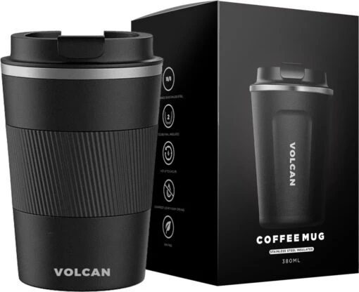 Volcan RVS Koffiebeker To Go Met Sleeve - Thermosbeker - Theebeker - Coffee - Zwart -Kookwaren Verkoop 1200x979 4